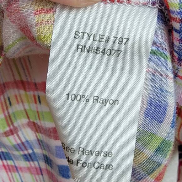 CAbi #797 Modern Plaid Cirque Blouse Roll-Tab Sleeves Shirt - Size XS - Picture 6 of 6